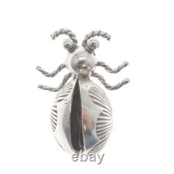 Old Pawn 925 Sterling Silver Vintage Southwestern Native Bug Tribal Pin Brooch
