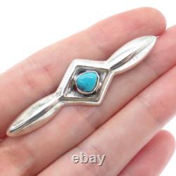 Old Pawn 925 Sterling Silver Vintage Southwestern Turquoise Tribal Pin Brooch