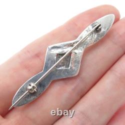 Old Pawn 925 Sterling Silver Vintage Southwestern Turquoise Tribal Pin Brooch