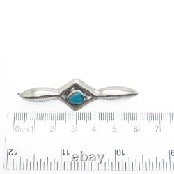 Old Pawn 925 Sterling Silver Vintage Southwestern Turquoise Tribal Pin Brooch