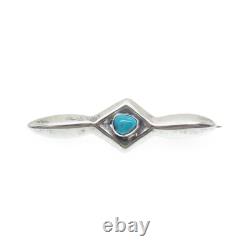 Old Pawn 925 Sterling Silver Vintage Southwestern Turquoise Tribal Pin Brooch