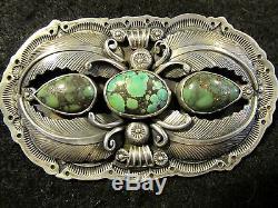 Old Pawn American Indian sterling silver overlay feathers turquoise brooch pin