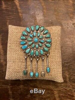 Old Pawn Dead Pawn Vintage Zuni Turquoise Pendant/Pin Signed SP Zuni