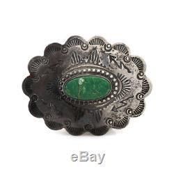 Old Pawn Fred Harvey Era Navajo Stamped Sterling Silver Turquoise Pin AJB