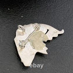 Old Pawn Green Gaspeite Fish Pin Pendant Navajo Sterling Silver 12130