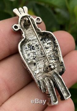 Old Pawn Hopi Navajo Native American Sterling Silver Kachina Mudhead Pin Brooch