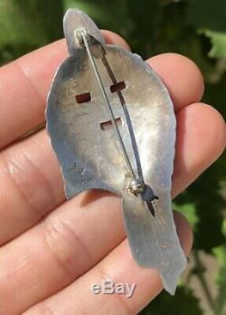 Old Pawn Hopi Navajo Sterling Silver Kachina Mudhead Pin Brooch 2 7/8