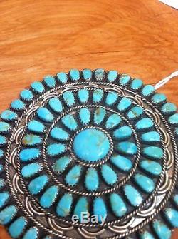 Old Pawn LMB Large Turquoise Cluster Brooch Pin
