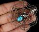Old Pawn Navajo Handmade Spider & Spiderweb Turquoise Sterling Pin Brooch