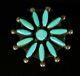 Old Pawn Navajo Needlepoint Natural Turquoise & Sterling Pin Or Pendant