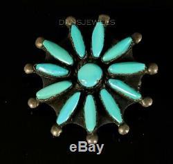 Old Pawn NAVAJO Needlepoint Natural Turquoise & Sterling Pin or Pendant