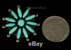 Old Pawn NAVAJO Needlepoint Natural Turquoise & Sterling Pin or Pendant
