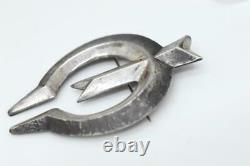 Old Pawn Native American NAJA Sandcast Solid Sterling Silver 925 Brooch Pin 2.5