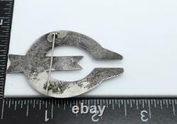 Old Pawn Native American NAJA Sandcast Solid Sterling Silver 925 Brooch Pin 2.5