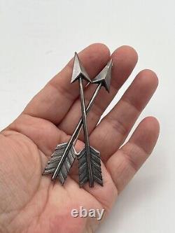 Old Pawn Native American Sterling Silver Large Arrow Brooch