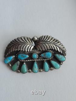 Old Pawn Native American Sterling Turquoise Brooch Pin