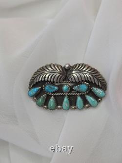 Old Pawn Native American Sterling Turquoise Brooch Pin