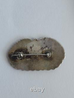 Old Pawn Native American Sterling Turquoise Brooch Pin