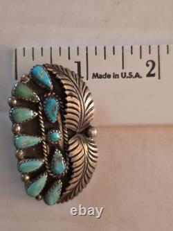 Old Pawn Native American Sterling Turquoise Brooch Pin