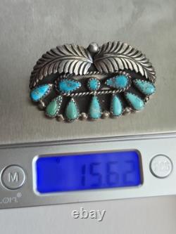 Old Pawn Native American Sterling Turquoise Brooch Pin