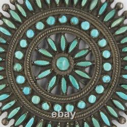 Old Pawn Native American Zuni Handmade Sterling Petit Point Turquoise Pin/Brooch