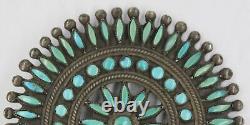 Old Pawn Native American Zuni Handmade Sterling Petit Point Turquoise Pin/Brooch