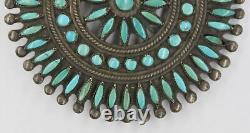 Old Pawn Native American Zuni Handmade Sterling Petit Point Turquoise Pin/Brooch