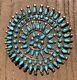 Old Pawn Native American Zuni Sterling Silver Turquoise Petit Point Pin Brooch