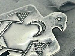 Old Pawn Navajo Coin Silver IH Indian Handmade Thunderbird Pin Brooch (YT)