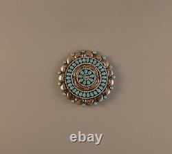 Old Pawn Navajo Indian Silver Piin / Pendant Turquoise Flower Cluster 1 3/4