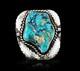 Old Pawn Navajo Native American 925 Sterling Silver Turquoise Brooch Pin 38.5g
