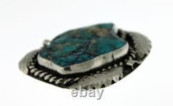 Old Pawn Navajo Native American 925 Sterling Silver Turquoise Brooch Pin 38.5g Old Pawn Navajo Native American 925 Sterling Silver Turquoise Brooch Pin 38.5g