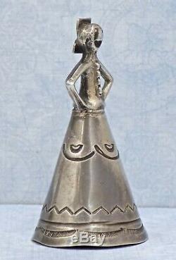 Old Pawn Navajo Native American Sterling Silver Figural Woman Bell