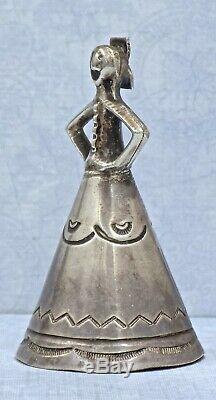Old Pawn Navajo Native American Sterling Silver Figural Woman Bell