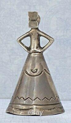 Old Pawn Navajo Native American Sterling Silver Figural Woman Bell