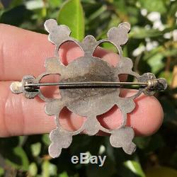 Old Pawn Navajo Native American Sterling Silver & Turquoise Snowflake Pin Brooch