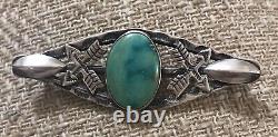 Old Pawn Navajo Native American Sterling Turquoise Arrow Pin Brooch