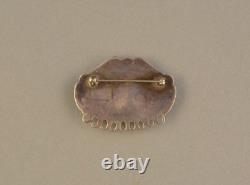 Old Pawn Navajo Pin Brooch Natural Turquoise Stone Silver Applique 2
