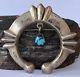 Old Pawn Navajo Sand Cast Naja Morenci Turquoise & Sterling Silver Pin Pendant