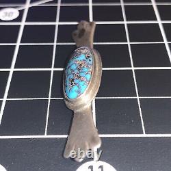 Old Pawn Navajo Sterling Silver Bisbee Turquoise Pin / Brooch
