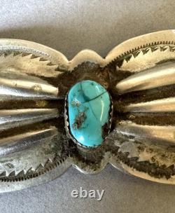 Old Pawn Navajo Sterling Silver and Turquoise Pin 3