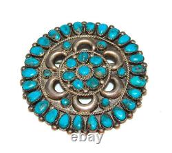 Old Pawn Navajo Turquoise Cluster Brooch Pin Vintage
