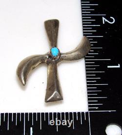Old Pawn Navajo Whirling Logs Pin Brooch Sterling Turquoise Vintage