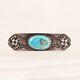 Old Pawn Sterling Silver Blue Turquoise Applied Whirling Log Bar Pin / Brooch