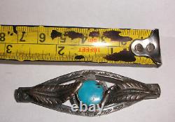 Old Pawn Sterling Silver Navajo Turquoise Thunderbird Fred Harvey Era Brooch Pin