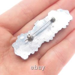 Old Pawn Sterling Silver Vintage Southwestern Bisbee Turquoise Tribal Pin Brooch