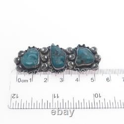 Old Pawn Sterling Silver Vintage Southwestern Bisbee Turquoise Tribal Pin Brooch