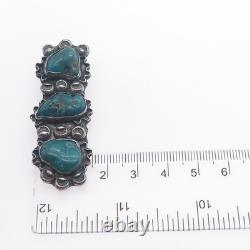 Old Pawn Sterling Silver Vintage Southwestern Bisbee Turquoise Tribal Pin Brooch