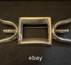 Old Pawn Sterling Silver Vintage Southwestern Ornate Oxidized Tribal Pin Brooch