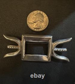 Old Pawn Sterling Silver Vintage Southwestern Ornate Oxidized Tribal Pin Brooch
